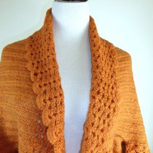 MNG Crochet BOLERO CARDIGAN SWEATER One Size unsized S M L orange wool New